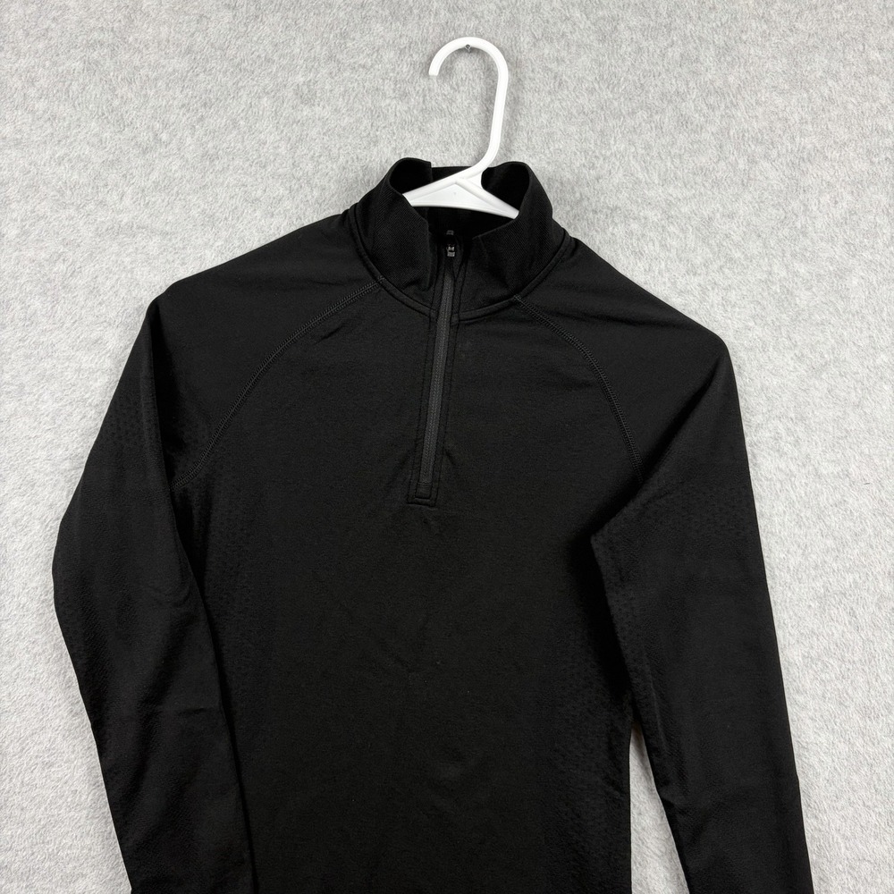Figs Pullover Womens XS Black Seamless Mock Neck Medical Shirt 1/4 Zip Stretch - Picture 2 of 8